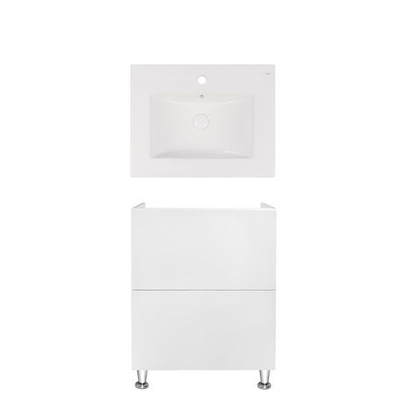 Комплект Qtap тумба напольная Tern 600х725х437 мм White + раковина врезная Albatross New QT71TE44088 SD00050212 фото