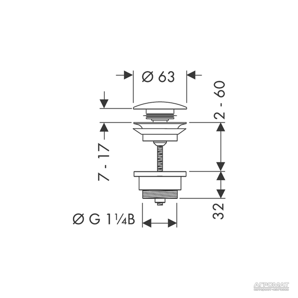 Донний клапан для раковини Hansgrohe 50100000 Push-open 50100000 фото