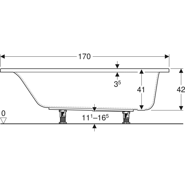 Ванна Geberit Selnova 554.384.01.1 прямокутна з ніжками, 170х70см, біла 554.384.01.1 фото
