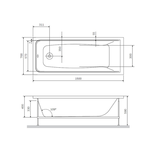 Ванна акрилова 150x70 см AM.PM Gem W90A-150-070W-A W90A-150-070W-A фото