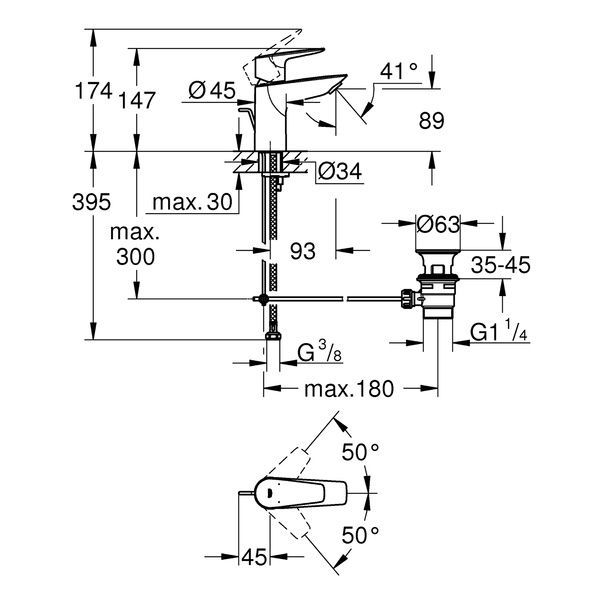 Змішувач для раковини S-розміру Grohe QuickFix Start Edge 24196001 24196001 фото
