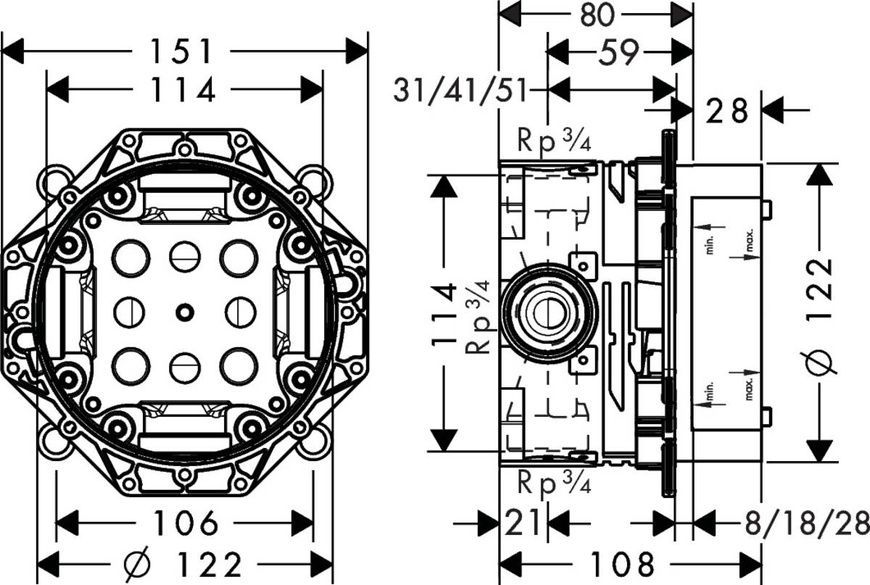 Прихована частина для змішувача Hansgrohe 01800180 Ibox 01800180 фото