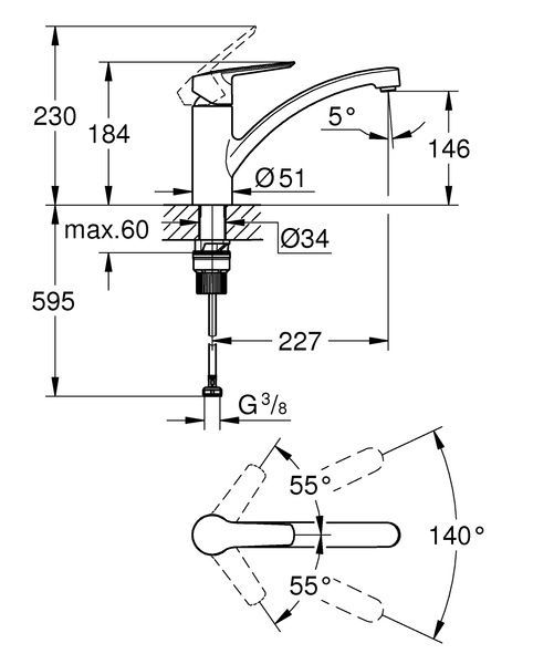 Смеситель для кухни Grohe QuickFix Start Black 324412432 324412432 фото