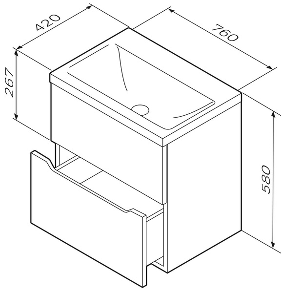 Тумба з раковиною, підвісна, 75 см AM.PM GEM S M91-FHX0752-WC0752WG38 M91-FHX0752-WC0752WG38 фото