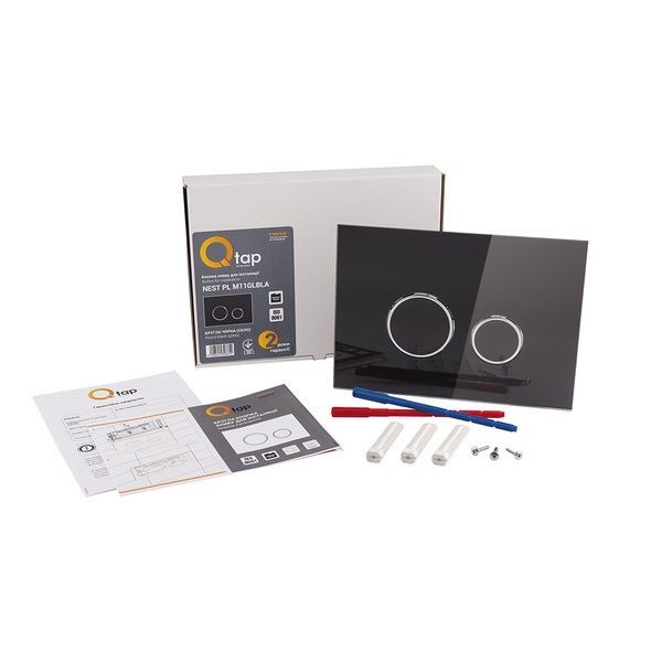 Qtap Nest Клавіша кругла Black glass 175х245х4mm SD00038765 фото