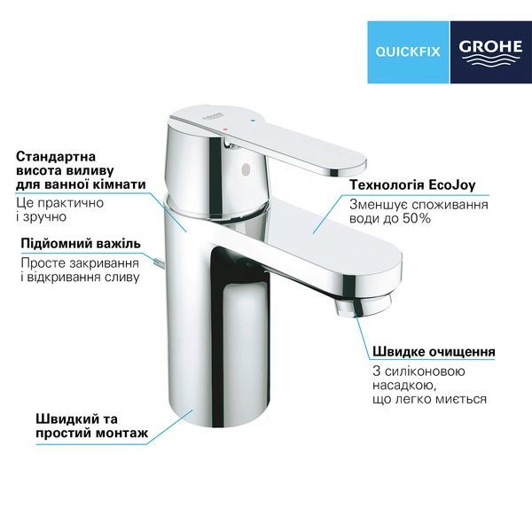 Смеситель для раковины S-размера Grohe QuickFix Get 32883000 32883000 фото