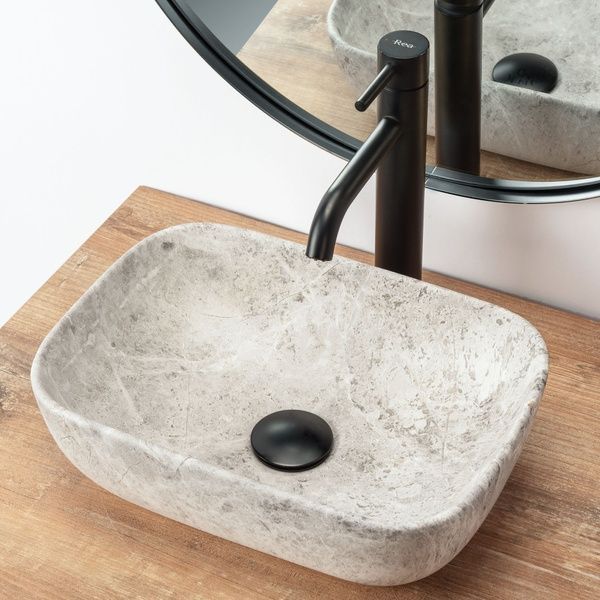 Умивальник (раковина) REA CAMELIA LIGHT STONE накладний сірий REA-U0362 фото