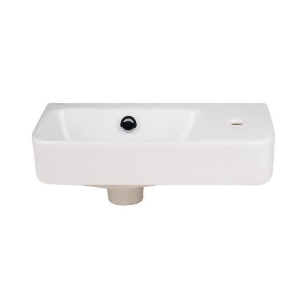 Раковина Tern підвісна прямокутна права з донним клапаном 450х260х155 мм White Qtap SD00043863 фото
