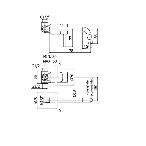 Змішувач для раковини Paffoni Light LIG006NO70, вилив 175 мм чорний LIG006NO70 фото