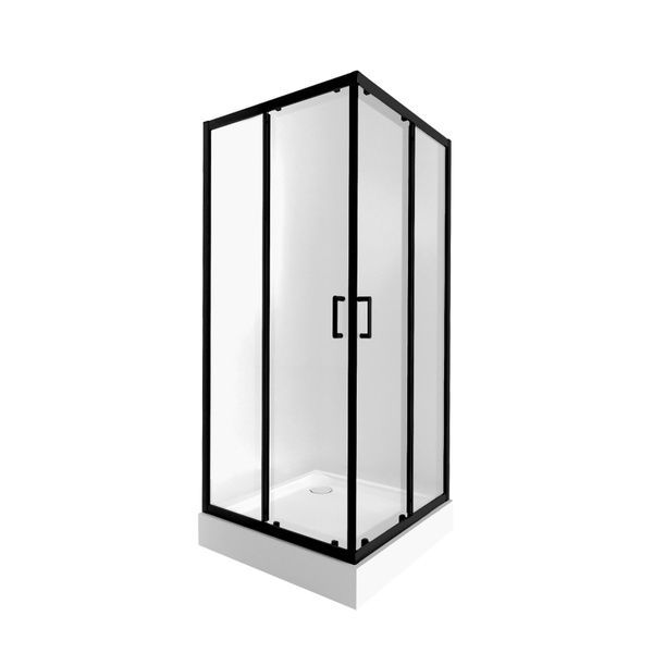 Qtap&nbsp;набор: Душевая&nbsp;кабина&nbsp;Taurus&nbsp;квадратная,раздвижная, 2020x900x900, Matt black, стекло прозрачное CalcLess BLA1099SC6 + поддон низкий&nbsp;Tern 309912C SD00048945 фото