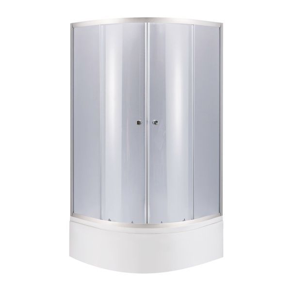 Lidz Latwa SC90x90.SAT.HIGH.GR Душевая кабина полукруглая, стекло тон 4 мм + Lidz Душевой поддон KAPIELKA ST90x90x41, с панелью SD00050796 фото
