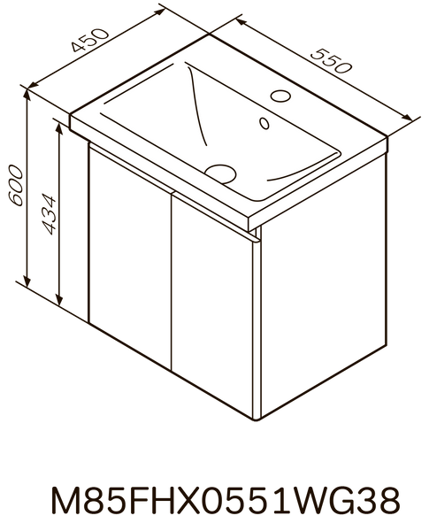 Тумба с раковиной, подвесная, 55 см AM.PM X-Joy M85-FHX0551-WC0551WG38 M85-FHX0551-WC0551WG38 фото