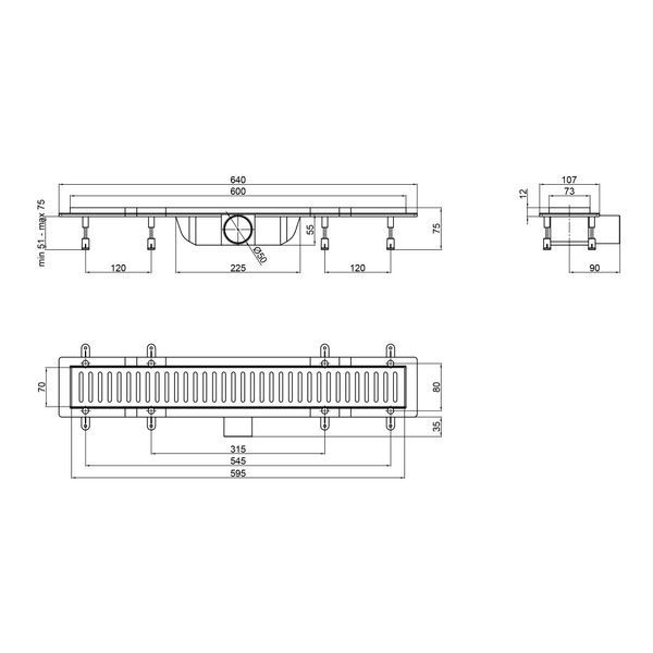 QT Dry FF304-600MBLA Линейный трап с сухим затвором 600 мм SD00041023 фото