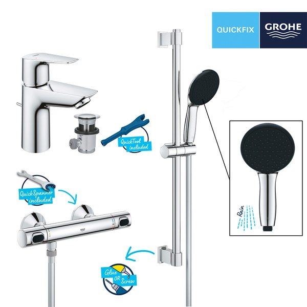 Комплект смесителей для душа с термостатом Grohe QuickFix Precision Flow&Start Edge UA202503TS UA202503TS фото