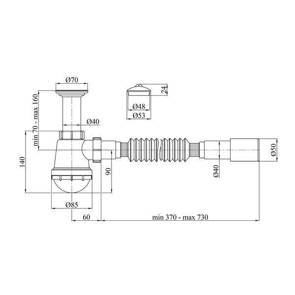 Сифон для умивальника Kroner KRP - TB01 1 1/2"х40х50 CV032059 фото