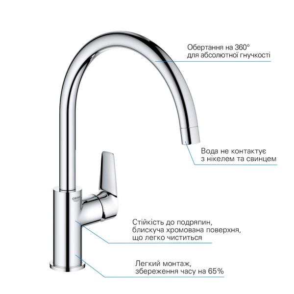 Змішувач для кухні Grohe QuickFix Start Edge 30529001 30529001 фото