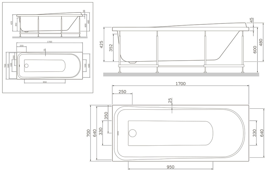 Фронтальная панель для ванны 170х70 см AM.PM Like W80A-170-070W-P W80A-170-070W-P фото